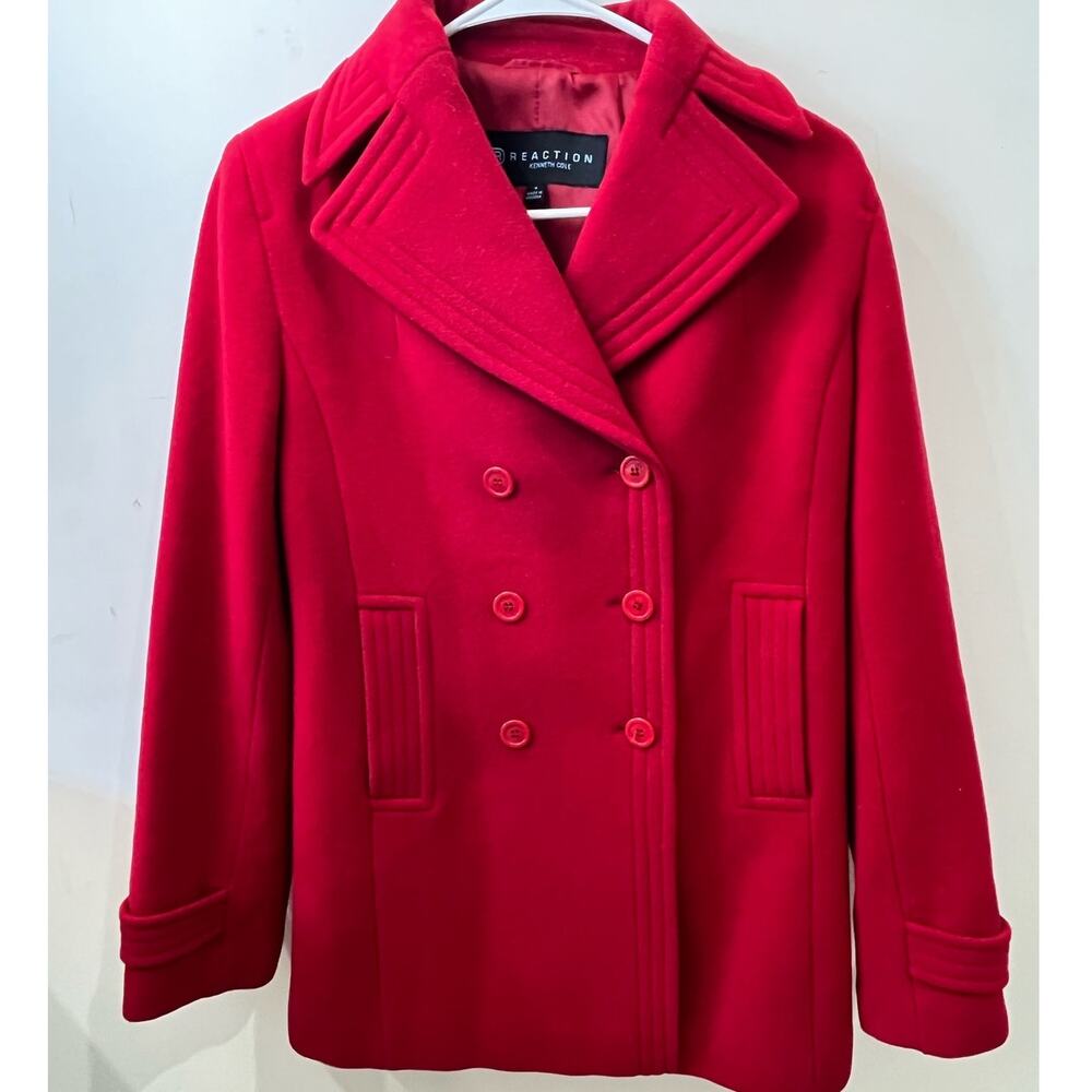 Womens Size 4 Kenneth Cole Red 80% Wool Coat
